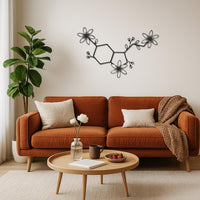 Serotonin Molecule Wall Art, Floral Chemical Wall Decor, Science Wall Hanging, Metal Molecular Art, Serotonin Decor for Home and Office 4