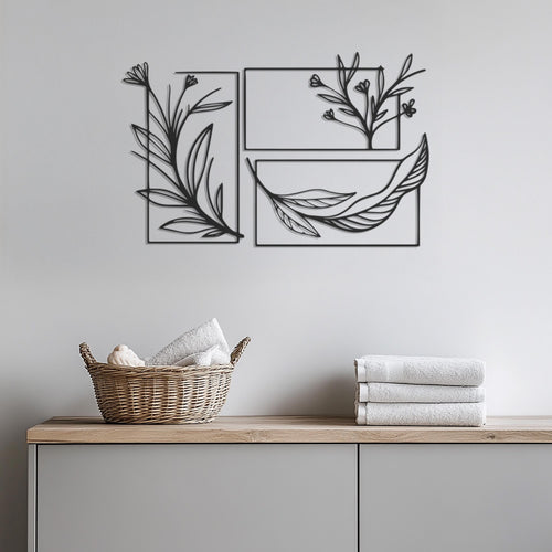 Botanical Wall Art, Minimalist Leaf Metal Wall Decor, Modern Plant Wall Hanging, Nature Inspired Wall Panel, Modern Contemporary Metal Decor