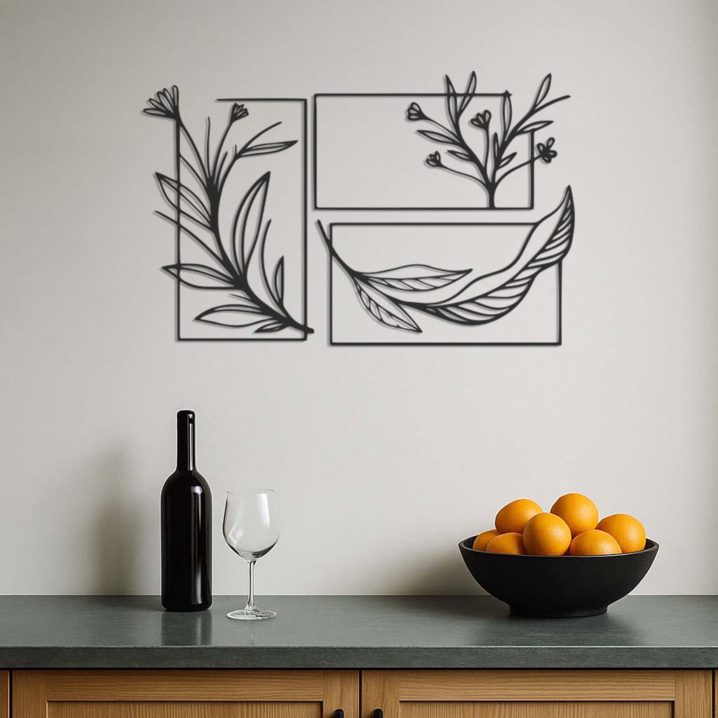 Botanical Wall Art, Minimalist Leaf Metal Wall Decor, Modern Plant Wall Hanging, Nature Inspired Wall Panel, Modern Contemporary Metal Decor