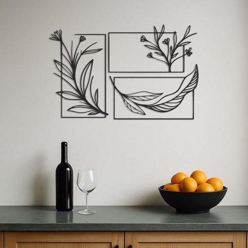 Botanical Wall Art, Minimalist Leaf Metal Wall Decor, Modern Plant Wall Hanging, Nature Inspired Wall Panel, Modern Contemporary Metal Decor