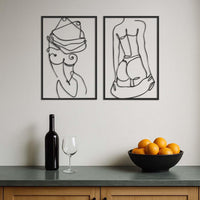 Metal Wall Art Set of 2, Female Body Line Art Decor, Nude Woman Wall Hanging, Minimalist Boho Wall Decor for Bedroom, Living Room Gift Idea 2