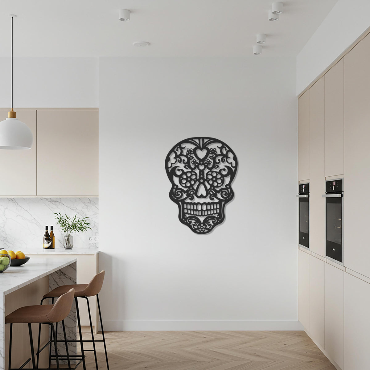 Sugar Skull Metal Wall Art, Black Gothic Skull Home Decor, Halloween Inspired Iron Wall Sculpture, Unique Housewarming Gift For Bedroom