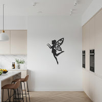 Flying Fairy Metal Wall Art, Whimsical Iron Decor For Bedroom Or Nursery, Black Silhouette Fantasy Home Accent, Housewarming Gift 4