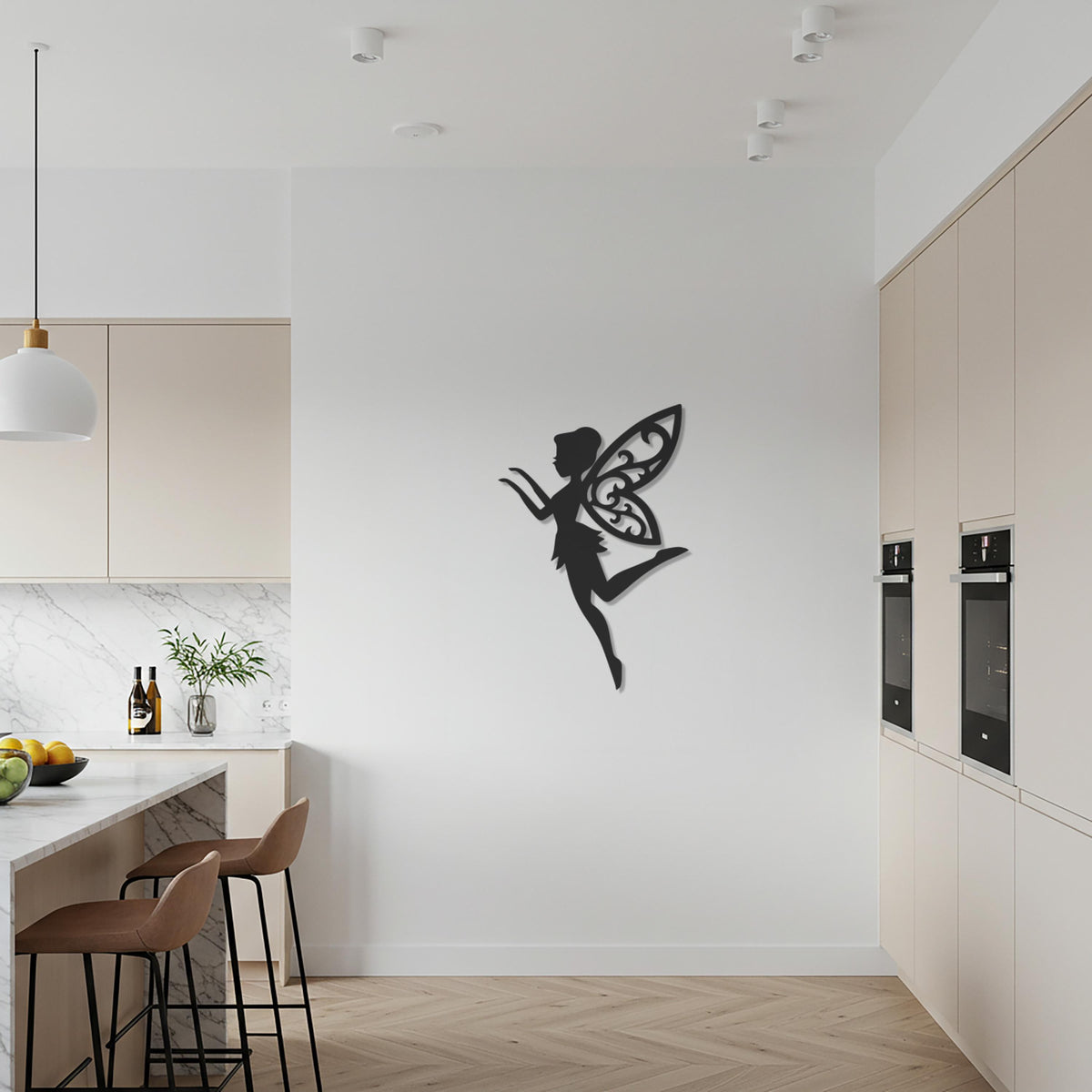Flying Fairy Metal Wall Art, Whimsical Iron Decor For Bedroom Or Nursery, Black Silhouette Fantasy Home Accent, Housewarming Gift