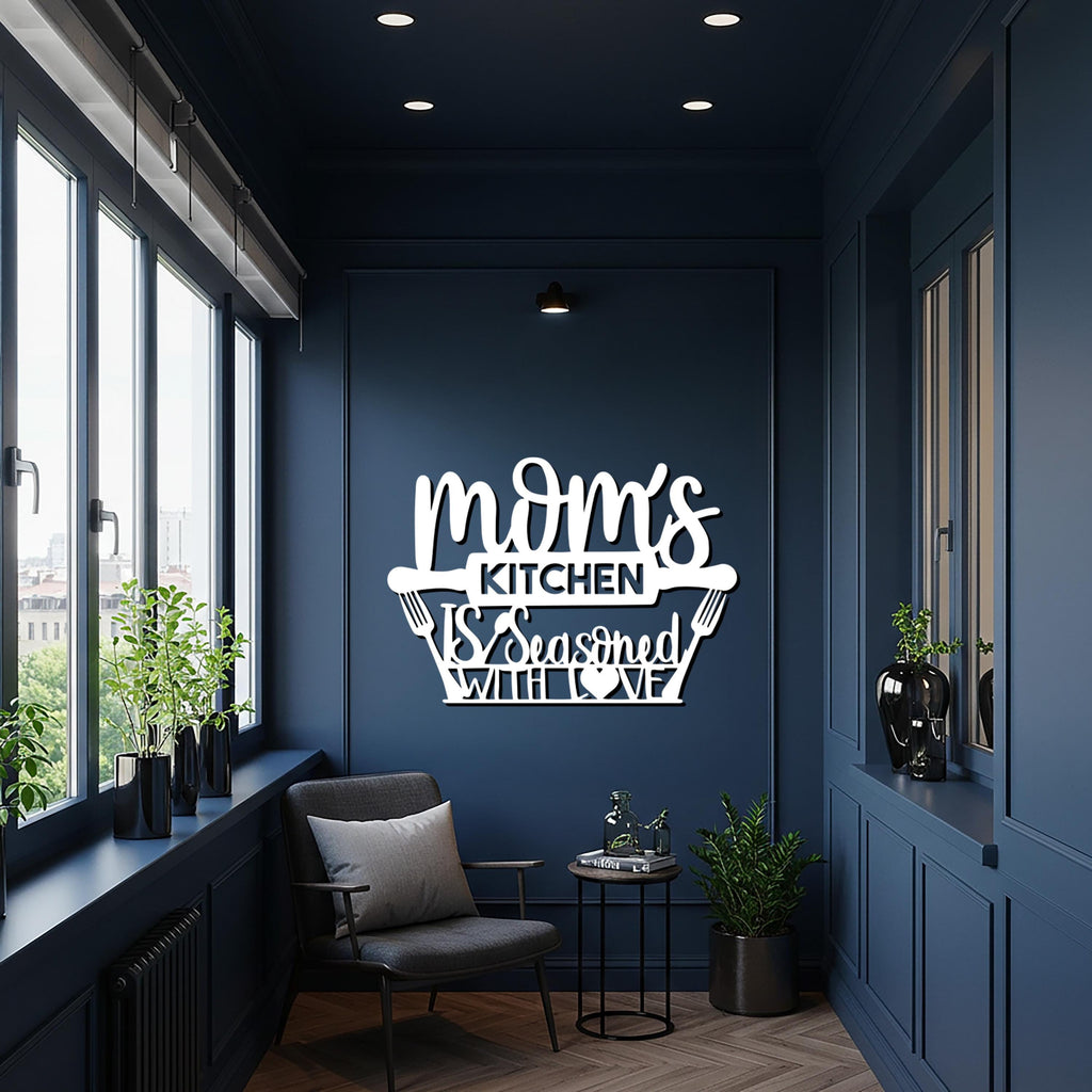 Mom’s Kitchen Wall Art, Metal Sign For Kitchen Wall, Gift For Mom, Rustic Cooking Decor, Black Iron Wall Decor, Mother’s Day Present