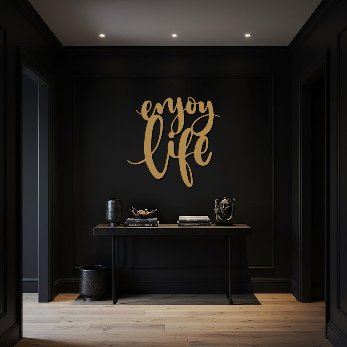 Enjoy Life Metal Wall Art Sign, Motivational Kitchen Decor, Positive Quote Iron Wall Hanging, Framed Modern Living Gift For Home