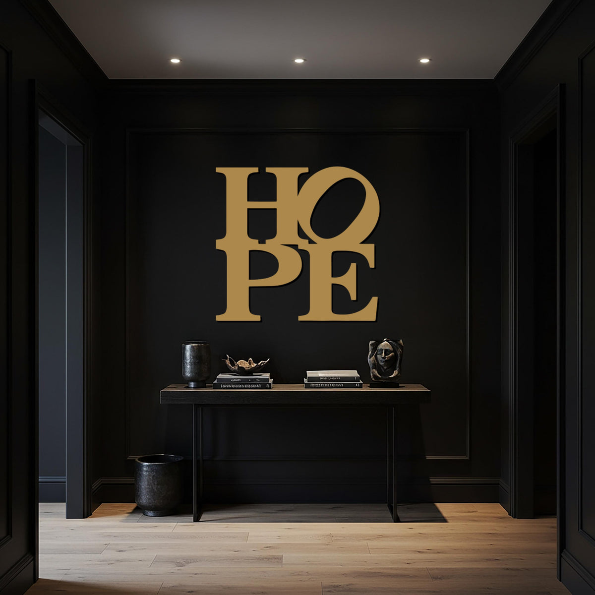 HOPE Metal Wall Art Sign, Inspirational Quote Word Decor, Modern Office Motivational Sign, Framed Style Iron Art for Gallery Library Walls