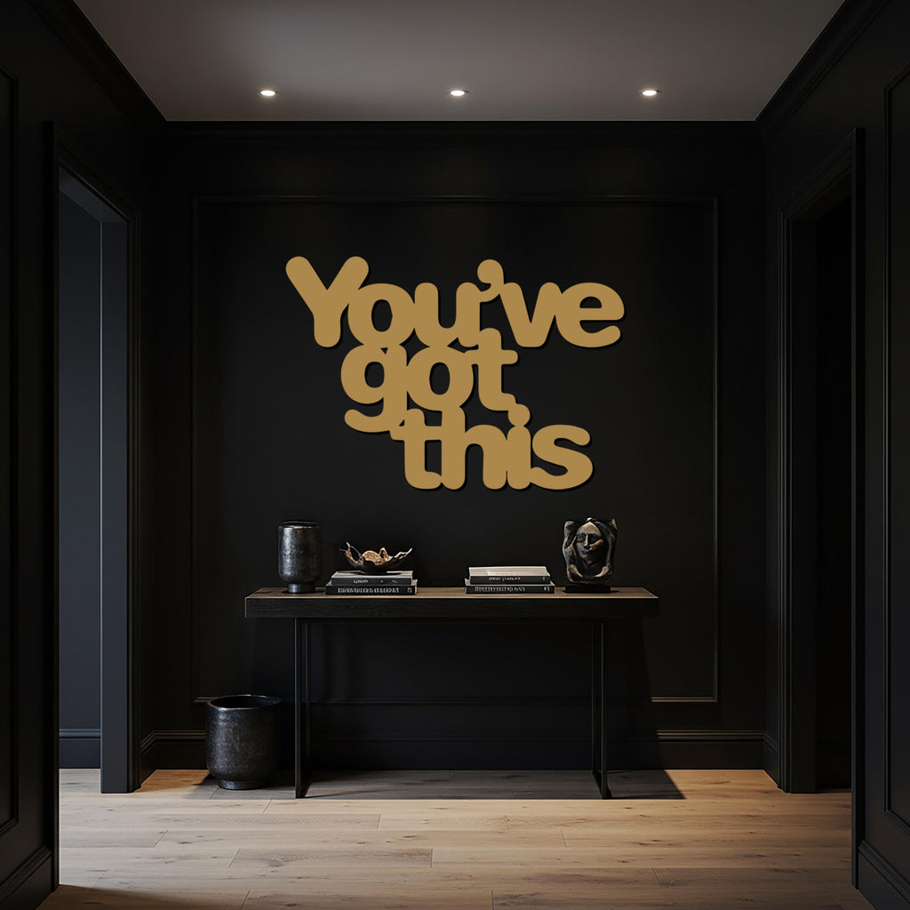 You've Got This Metal Wall Art Sign, Motivational Quote Wall Decor for Entryway, Bedroom, or Office, Framed Uplifting Modern Home Gift