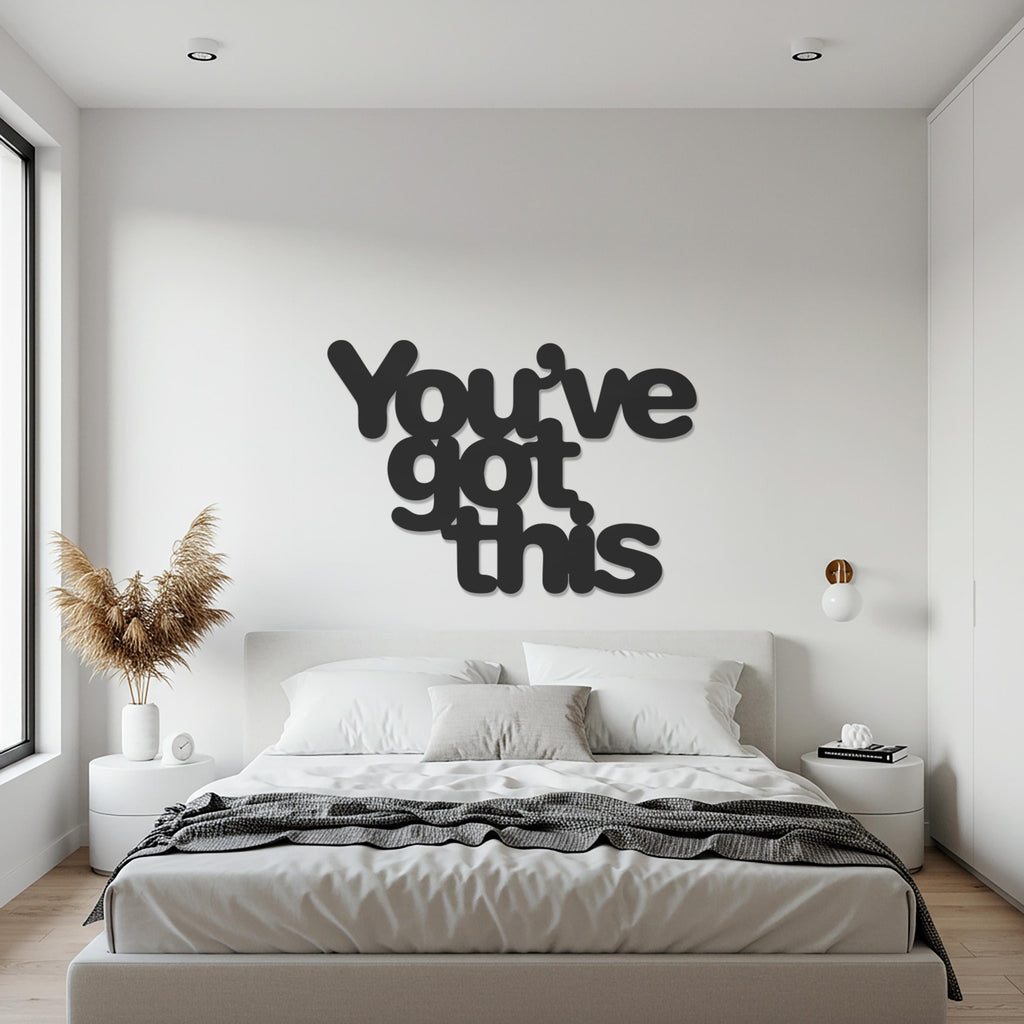 You've Got This Metal Wall Art Sign, Motivational Quote Wall Decor for Entryway, Bedroom, or Office, Framed Uplifting Modern Home Gift