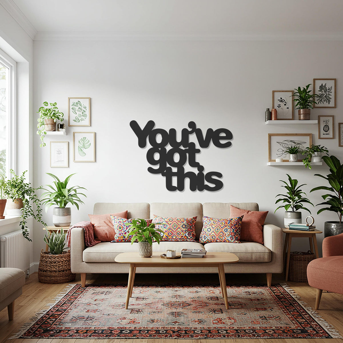 You've Got This Metal Wall Art Sign, Motivational Quote Wall Decor for Entryway, Bedroom, or Office, Framed Uplifting Modern Home Gift