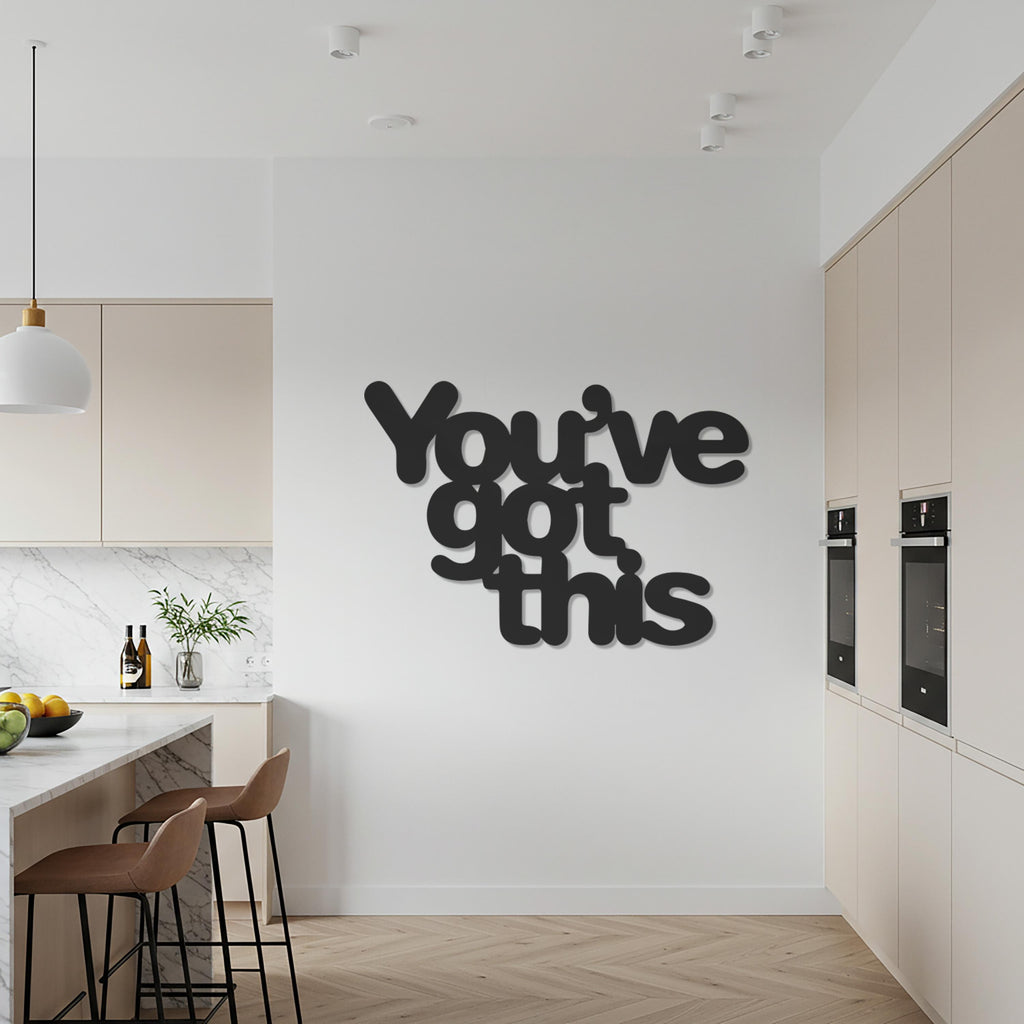 You've Got This Metal Wall Art Sign, Motivational Quote Wall Decor for Entryway, Bedroom, or Office, Framed Uplifting Modern Home Gift