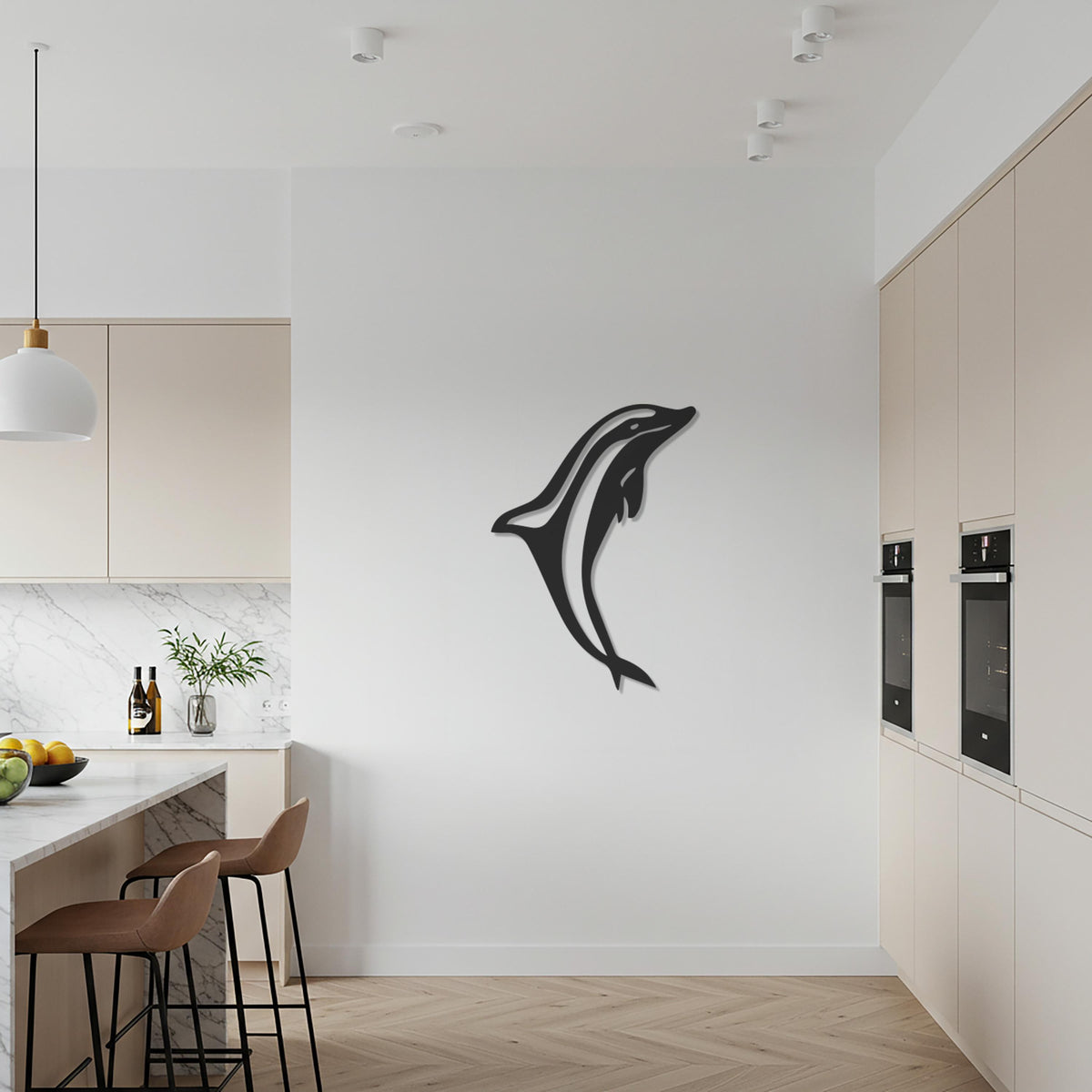 Dolphin Metal Wall Art, Modern Ocean-Inspired Sea Animal Decor, Swimming Dolphin Silhouette For Hallway, Entryway, Gift For Beach Lovers