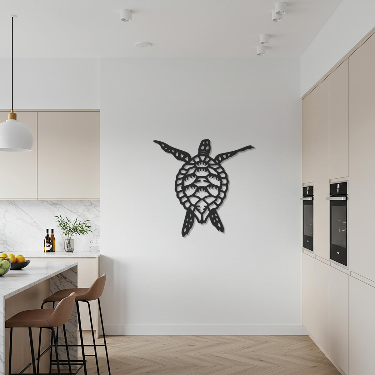 Tribal Turtle Metal Wall Art, Ocean Animal Decor, Round Sea Life Wall Hanging for Entryway or Library, Coastal Home Gift for Him/Her