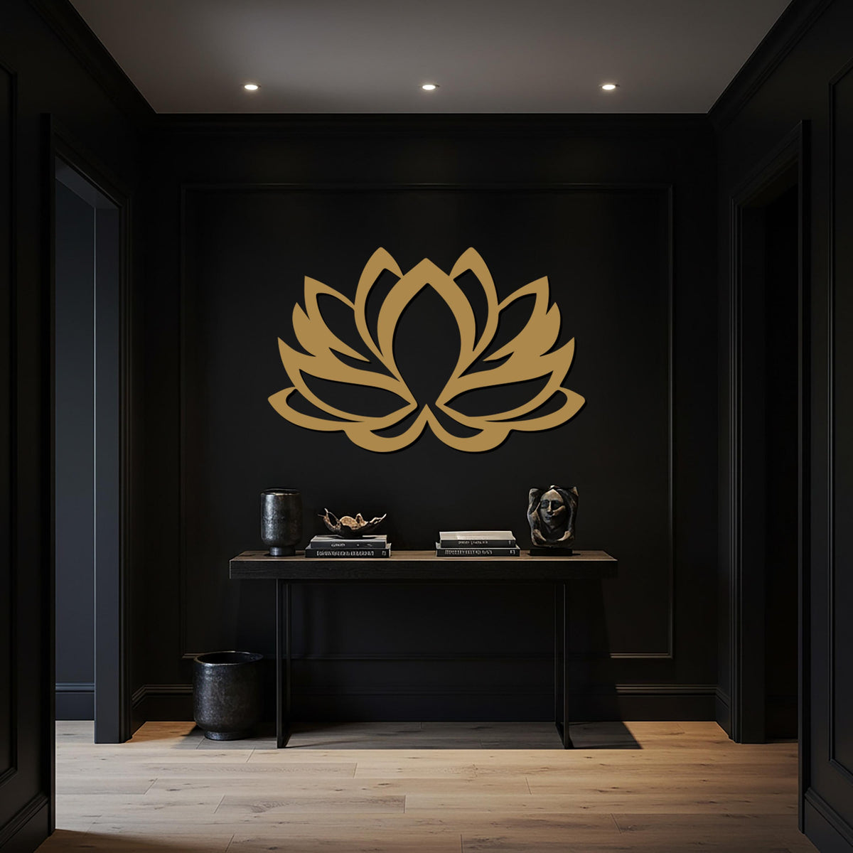 Metal Lotus Wall Art, Modern Yoga Room Decor, Zen Flower Wall Sign, Spiritual Home Decor, Black Metal Lotus, Framed Metal Wall Hanging