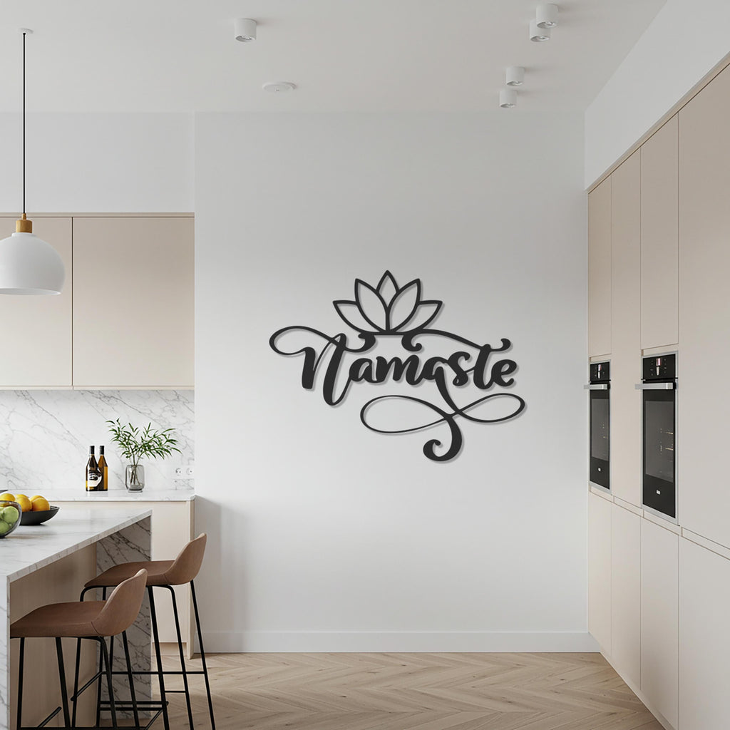 Namaste Metal Wall Art, Yoga Room Decor, Lotus Flower Wall Sign, Modern Entryway Accent, Mindfulness Gift, Zen Inspired Home Piece