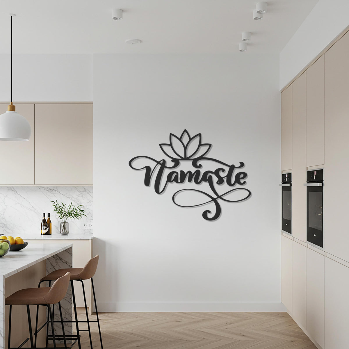 Namaste Metal Wall Art, Yoga Room Decor, Lotus Flower Wall Sign, Modern Entryway Accent, Mindfulness Gift, Zen Inspired Home Piece