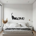 Cat Love Metal Wall Art, Modern Black Cat Silhouette Sign, Stretching Cat Home Decor, Pet Lover Gift, Animal-Themed Wall Decoration