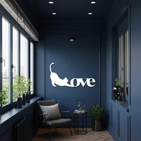 Cat Love Metal Wall Art, Modern Black Cat Silhouette Sign, Stretching Cat Home Decor, Pet Lover Gift, Animal-Themed Wall Decoration 3