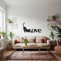 Cat Love Metal Wall Art, Modern Black Cat Silhouette Sign, Stretching Cat Home Decor, Pet Lover Gift, Animal-Themed Wall Decoration 5