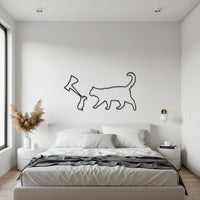 Cat and Mouse Metal Wall Art, Minimalist Animal Silhouette Wall Decor, Modern Black Cat Outline Design for Kitchen, Living Room, Office 1