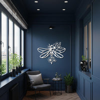 Dragonfly Metal Wall Art with Flowers, Nature Inspired Metal Wall Decor, Botanical Insect Wall Hanging, Modern Minimalist Room Decoration 3