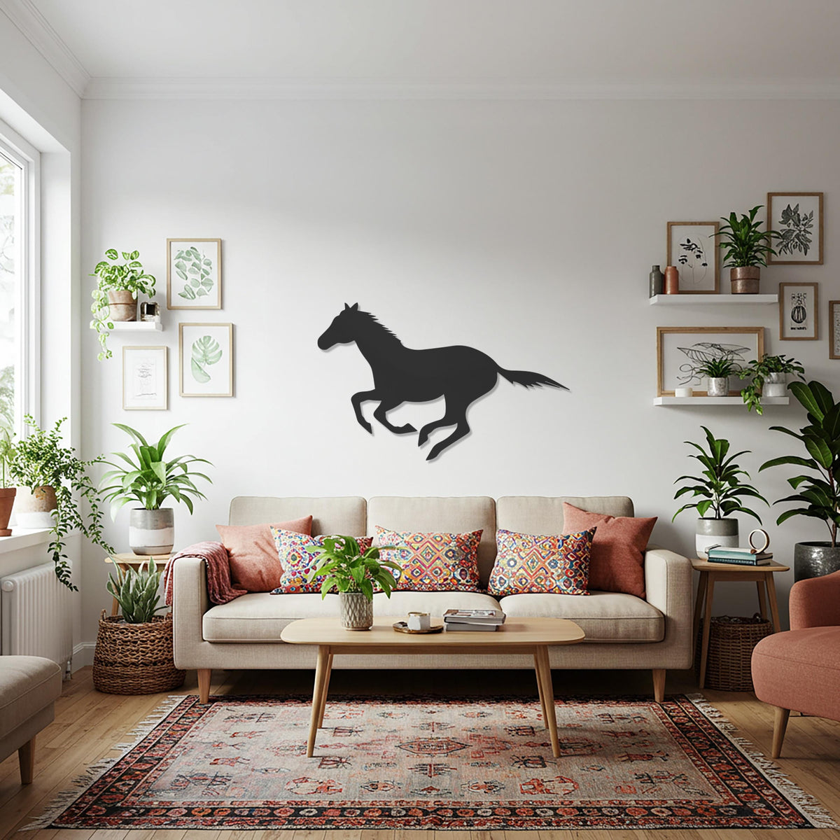 Running Horse Metal Wall Art, Galloping Horse Silhouette, Equine Wall Sculpture, Rustic Western Cowboy Decor for Barn or Outdoor Patio