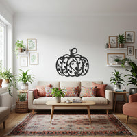 Halloween Pumpkin Metal Wall Art, Decorative Scroll Design Jack O Lantern, Autumn Farmhouse Seasonal Home Decoration, Outdoor Garden Decor 4