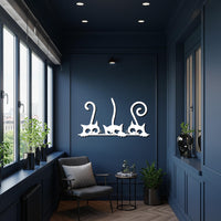 Playful Three Cats Metal Wall Art, Modern Cat Silhouette Wall Decor, Minimalist Feline Design for Pet Lovers, Cute Cat Lover Gift 2