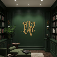 Enjoy Life Metal Wall Art Sign, Inspirational Quote Wall Decor, Modern Script Lettering, Positive Living Room Kitchen Bedroom Decoration 1