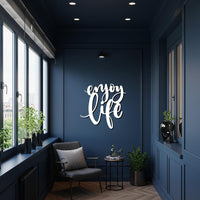 Enjoy Life Metal Wall Art Sign, Inspirational Quote Wall Decor, Modern Script Lettering, Positive Living Room Kitchen Bedroom Decoration 5