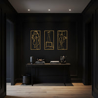 Minimalist Reading Woman Metal Wall Art Set, 3 Piece Line Art Bedroom Decor, Modern Black Abstract Female Silhouette Panel Set 4