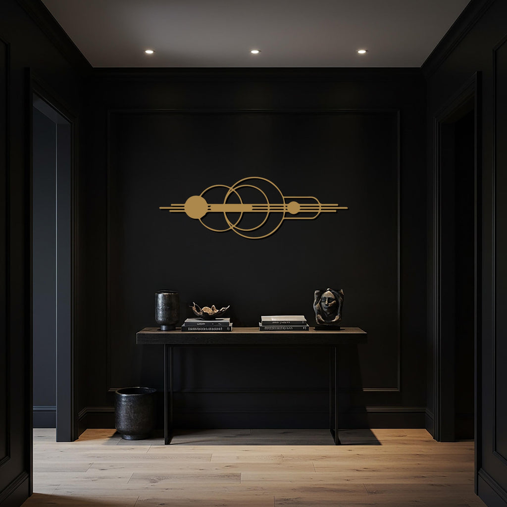 Geometric Circle Metal Wall Art, Modern Black Wall Sculpture, Minimalist Home Decor Accent, Contemporary Bedroom or Living Room Decoration