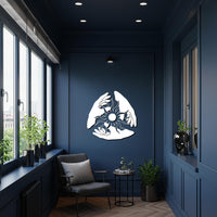 Sun and Hands Metal Wall Art, Abstract Hand Silhouette with Radiant Sun Design, Modern Geometric Wall Decor for Elegant Home Styling 6