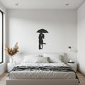 Romantic Couple Wall Art, Under Umbrella Silhouette, Modern Love Metal Decor, Black Iron Wall Sculpture for Elegant and Warm Interiors