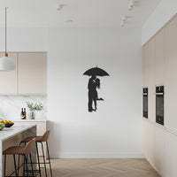 Romantic Couple Wall Art, Under Umbrella Silhouette, Modern Love Metal Decor, Black Iron Wall Sculpture for Elegant and Warm Interiors 6