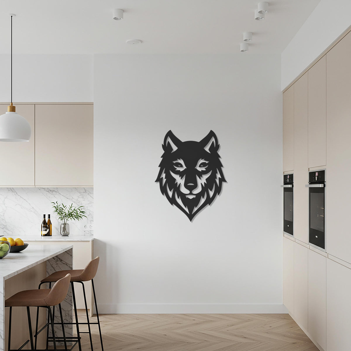 Wolf Head Metal Wall Art, Geometric Wildlife Silhouette Decor, Rustic Modern Animal Artwork for Cabin, Office, or Nature Lover Gift
