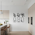 3 Piece Female Form Vase Metal Wall Art, Minimalist Floral Silhouette Decor for Kitchen, Dining Room, Modern Artistic Home Gift