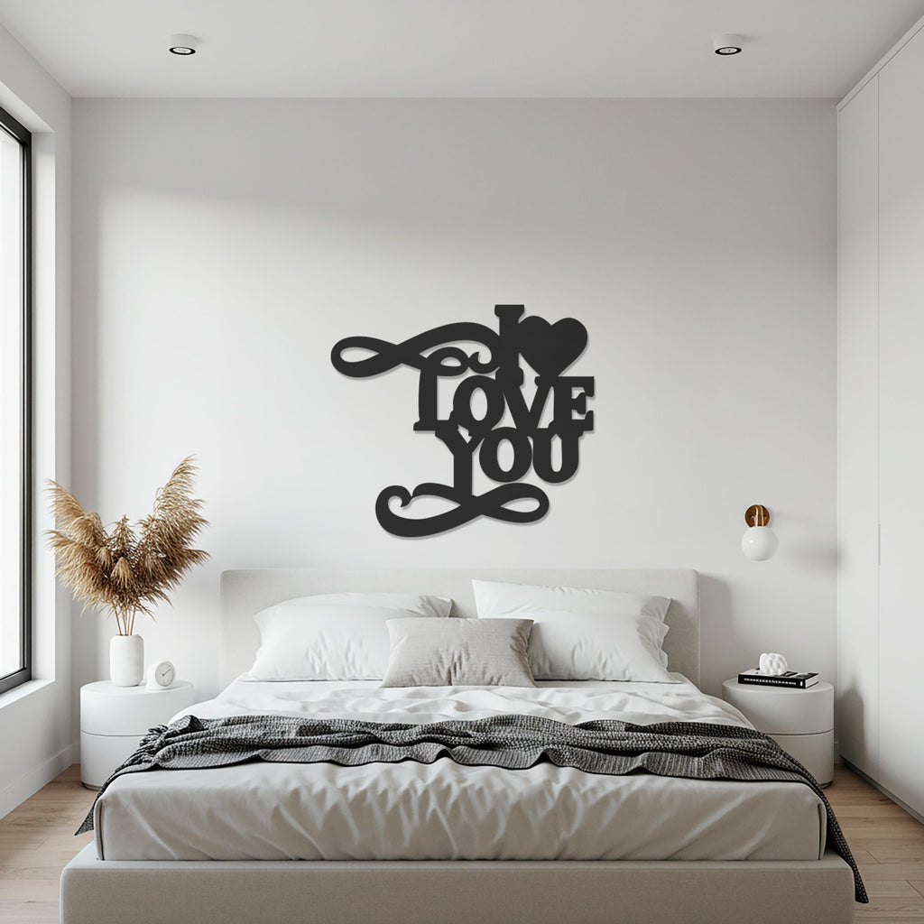I Love You Metal Wall Art – Romantic Typography Design for Modern Homes, Perfect Gift for Couples, Wedding & Anniversary Decor