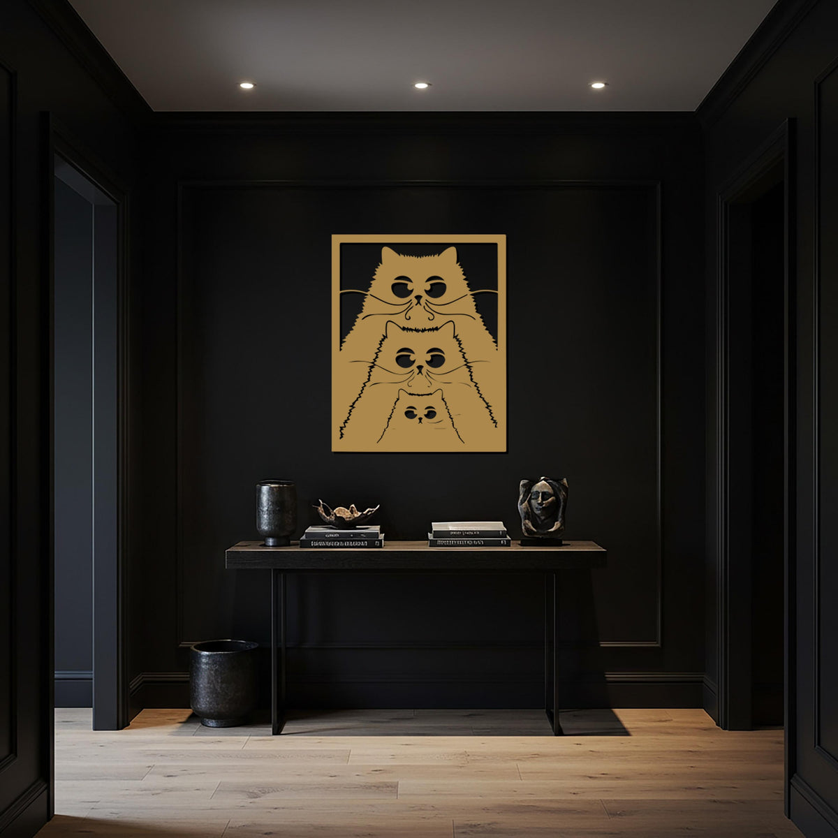 Black Cat Family Metal Wall Art, Modern Minimalist Cat Silhouette, Pet Lovers Wall Decor, Bedroom or Living Room Home Decoration