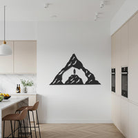 Mountain Peak Adventure Metal Wall Art, Modern Geometric Mountain Scene with Lone Explorer, Minimal Nature Wall Decor for Home or Office 6
