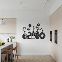 Modern Flower Vase Metal Wall Art – Black & White Decorative Floral Silhouette for Kitchen, Dining, or Contemporary Home Decor 1