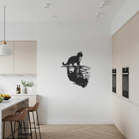 Cat Reflection Metal Wall Art, Feline Silhouette Decor, Modern Minimalist Animal Wall Decoration for Pet Lovers and Home Interiors 6