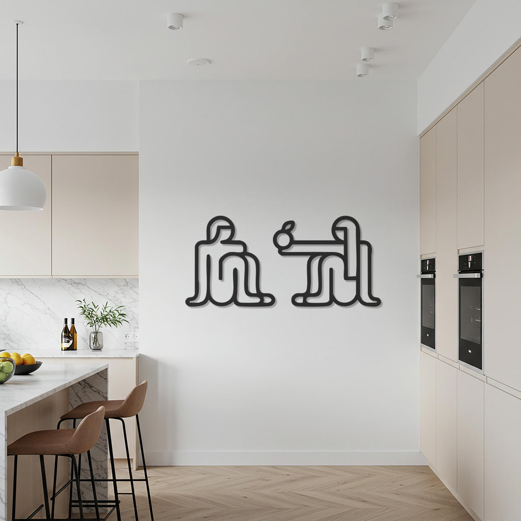 Abstract Minimalist Metal Wall Art, Gold Line Art Set of 2, Modern Geometric Figures for Entryway, Living Room, or Office Decor