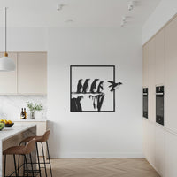 Penguin Metal Wall Art, Square Bird and Cliff Decor, Modern Animal Wall Sculpture, Minimalist Black Metal Artwork for Kitchen or Living Room 6