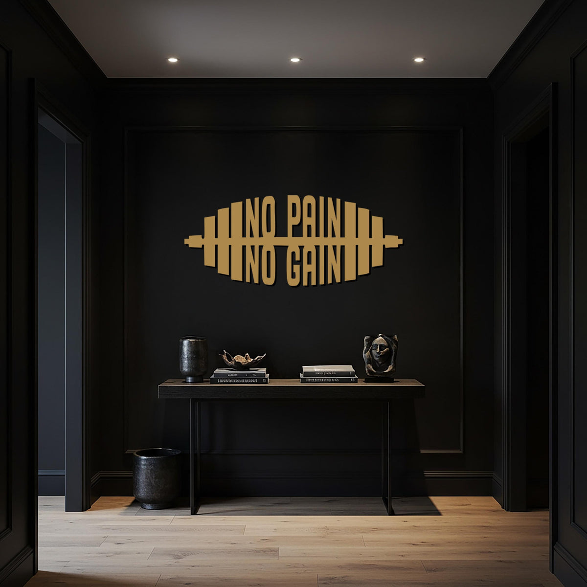 No Pain No Gain Metal Wall Art, Gym Motivational Quote Decor, Fitness Barbell Wall Sculpture, Modern Workout Home Accent, Metal Wall Decor