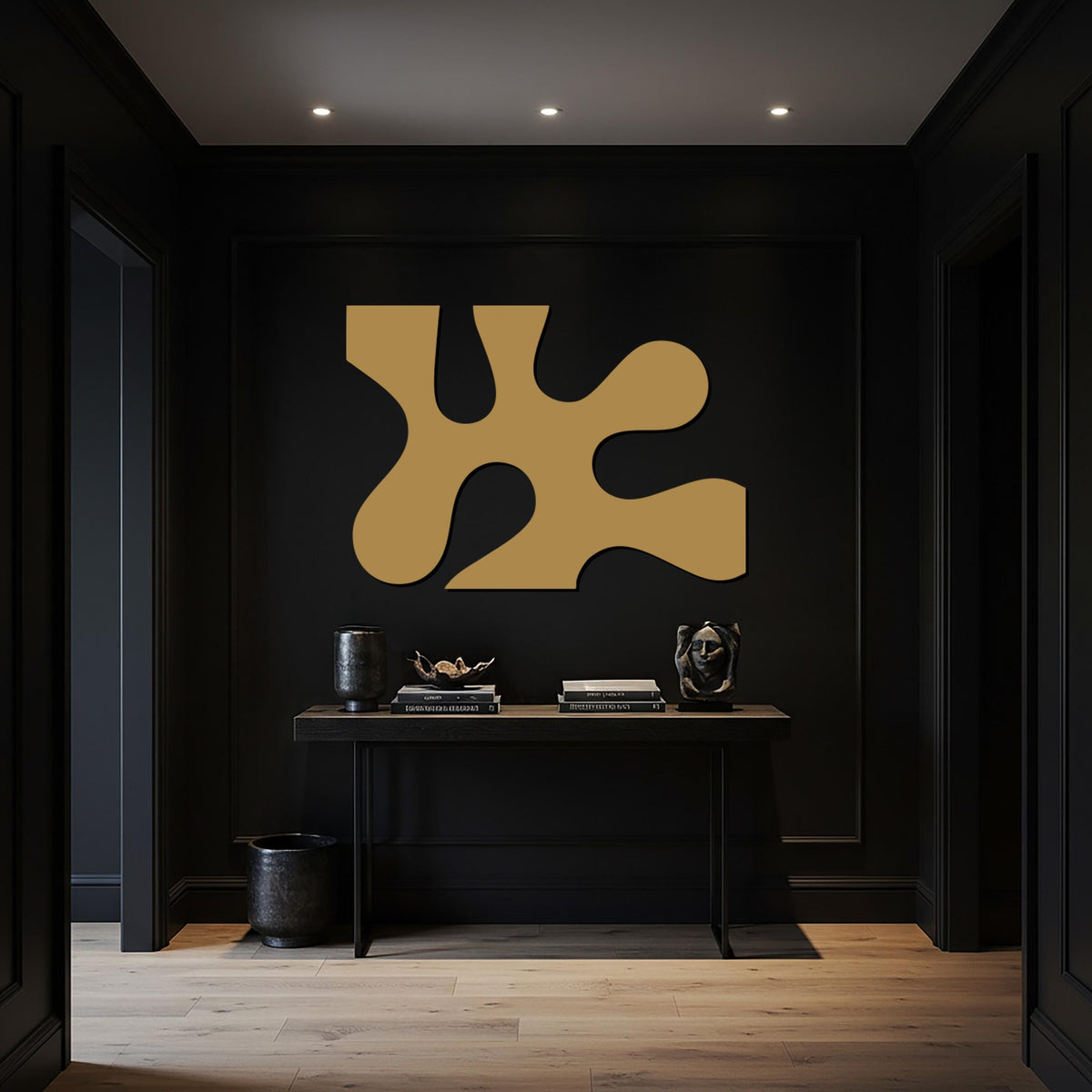 Abstract Metal Wall Art, Modern Organic Shape Wall Sculpture, Minimalist Black Decor, Contemporary Geometric Artwork for Kitchen