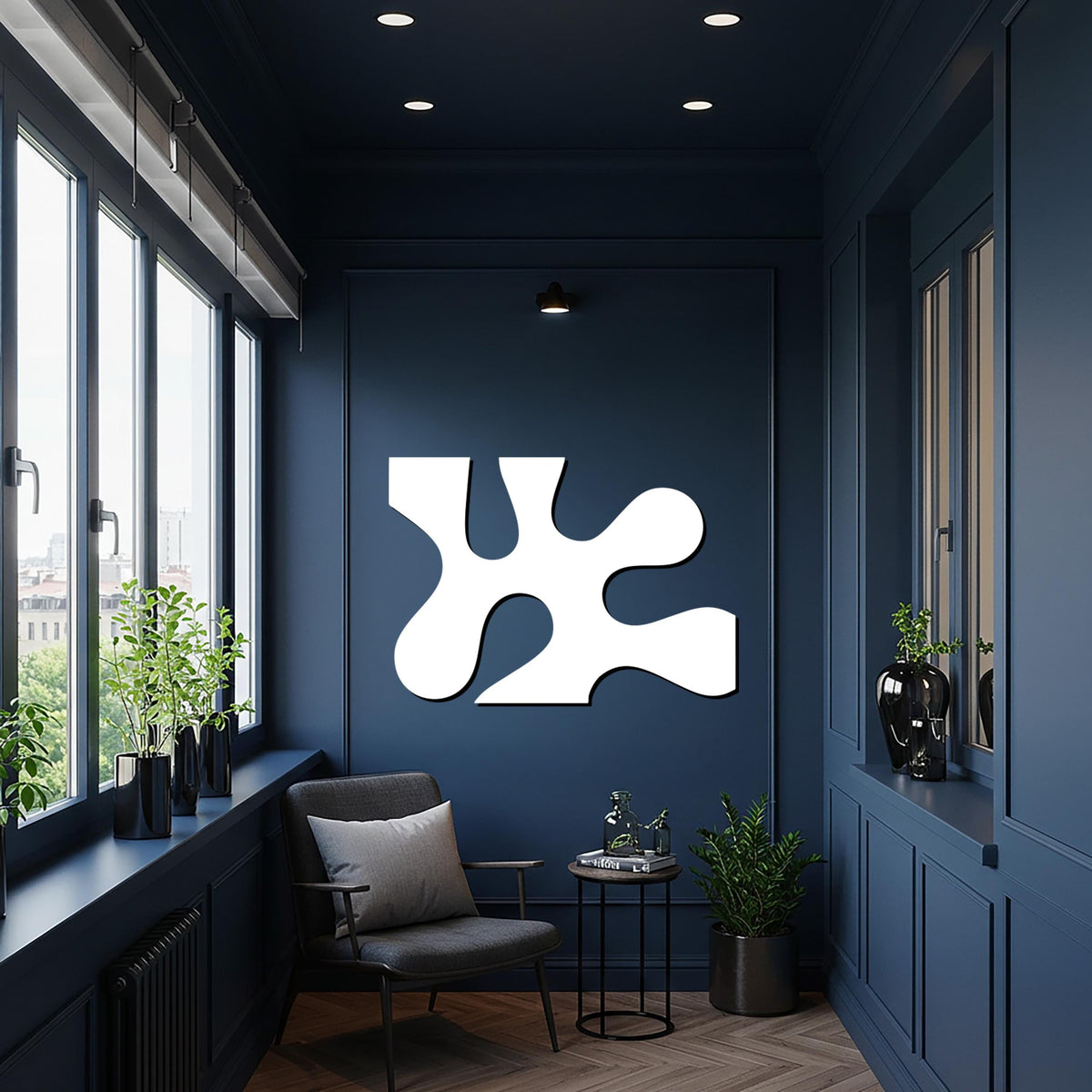 Abstract Metal Wall Art, Modern Organic Shape Wall Sculpture, Minimalist Black Decor, Contemporary Geometric Artwork for Kitchen