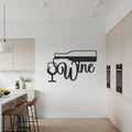 Metal Wine Wall Decor, Bottle & Glass Metal Sign, Modern Kitchen Wall Art, Home Bar Decoration, Gift for Wine Lovers, Metal Wall Decor