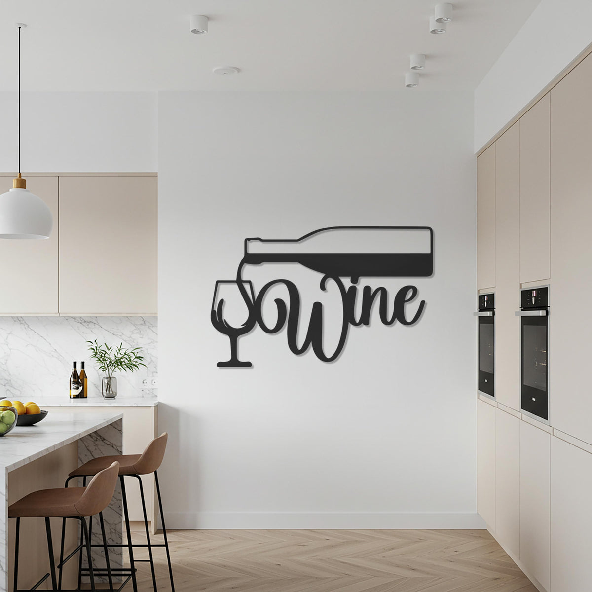 Metal Wine Wall Decor, Bottle & Glass Metal Sign, Modern Kitchen Wall Art, Home Bar Decoration, Gift for Wine Lovers, Metal Wall Decor