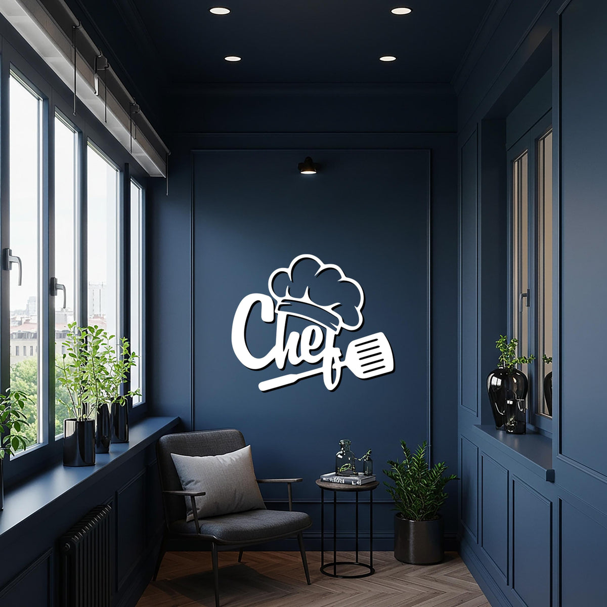 Chef Metal Wall Decor, Kitchen Wall Art with Chef Hat and Spatula, Modern Cooking Sign for Restaurants, Cafes, Foodies & Home Kitchens